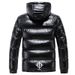 Men's Clothing Unisex Winter Puffer Jacket - Trendy Nylon Coated Hooded Coat With Fleece Lining For Couples (Glossy Black, Metallic Gray)_viptrois.com