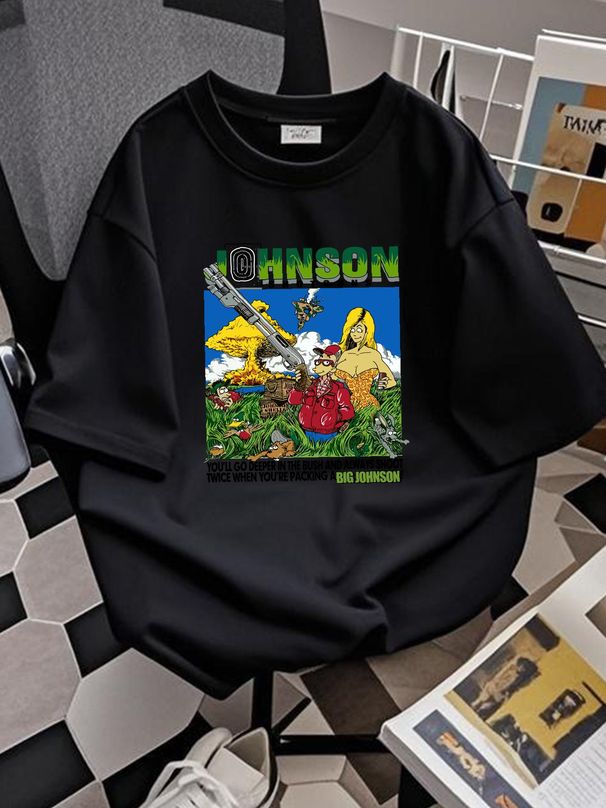 VTG Funny Big Johnson Shotguns T Shirt White All Sizes Breathable Streetwear Stretched Top For Everyday Wear Designer Clothes Graphic Casual_viptrois.com