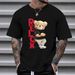 Men's Clothing Short Sleeved T Shirt, New Summer Men's Fashion Casual Commuting Versatile Bear Print Short Sleeved T Shirt_viptrois.com