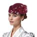 New retro British felt turban hat for women church derby headdress with flower dot diamond ladies soft beret_viptrois.com