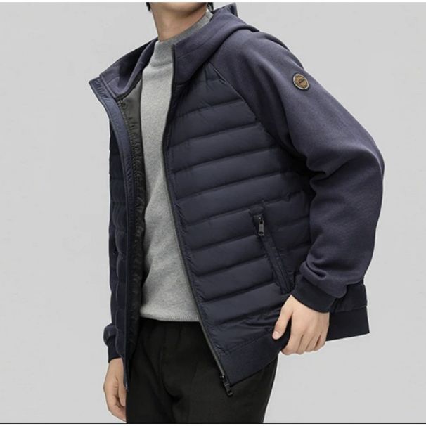 Men's Clothing Supply Of Goose Down + Warm Men's Hooded Lightweight Down Jacket 2025 Winter New Style Splicing_viptrois.com