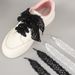 Shoe Accessories personality fashion canvas shoes leather shoes black white camel elastic shoelaces_viptrois.com