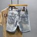 Men's Clothing Retro Ripped Denim Shorts Men New Loose Straight Pants Trendy Street Style Old Washed Shorts_viptrois.com