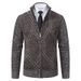 "Men’s Fleece-Lined Stand Collar Knit Sweater – Slim-Fit Long Sleeve Pullover With Breathable Polyester Blend & Wrinkle-Free Finish_viptrois.com
