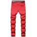 Men's Men Slim Mens Trousers Zipper Red Hole Pencil Pants Denim Jeans For Man Straight Full Length T221102_viptrois.com