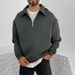 Men's Half-Zip Fleece Pullover Hoodie With Stand Collar, Lightweight Thermal Jacket For Fall & Winter, Casual Streetwear (Grey/Black/Khaki/Burgundy)_viptrois.com