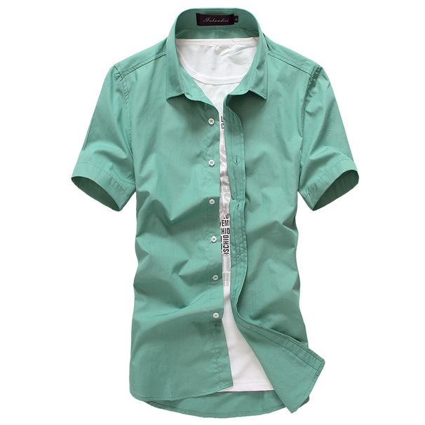 Camisa De Manga Corta Con Cuello Vuelto Para Hombre, Camisa Informal De Negocios, Color Caramelo, Primavera Y Verano, 2024_viptrois.com