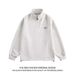 Minimally Embroidered Stand Up Collar Half Zip Hoodie Men's Trendy Brand Loose Casual Sportswear_viptrois.com