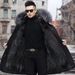 2025 New Men's Imitation Fox And Raccoon Fur Integrated Medium Length Coat Winter Imitation Fur High End Coat_viptrois.com