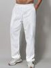 Men's Clothing Straight Drawstring Pure Cotton Solid Color Sports Casual Trousers_viptrois.com