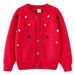Miso BearSpring/Autumn Children's Round Neck Children's Handmade Colorful Ball-Shaped Cardigan, Girls' Cotton Sweater And Cardigan._viptrois.com