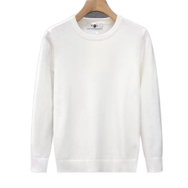 Autumn And Winter Solid Color Round Neck Sweater Thin Fit Autumn Clothes Knitted Sweater Pullover Base Line Clothing_viptrois.com