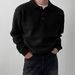 Men’s Polo Neck Sweater – Thick Knit Pullover With Ribbed Hem (Light Gray, Black, Coffee, Dark Gray, Tan, Olive Green)_viptrois.com