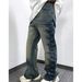 Men's Clothing Subculture Distressed Washed Pleated Washed Jeans Straight Leg Personality Trendy Casual Trousers_viptrois.com