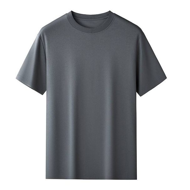 Men's Clothing Light Luxury Liquid Cool Round Neck Short Sleeved T Shirt For Mensmall White T Shirt_viptrois.com