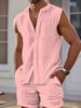 Summer European And American Men's Vest Shirt Casual Loose Sleeveless Shorts Beach Suit_viptrois.com