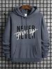 Men's Autumn And Winter Casual And Fashionable Loose Hoodie, Never Give Up Print Warm Long Sleeved Pullover Sweater_viptrois.com