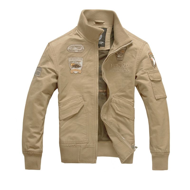 Men's Military-Inspired Casual Jacket – Lightweight Cotton Field Coat With Wrinkle-Resistant Finish (Khaki, Olive, Black) | Relaxed Fit_viptrois.com