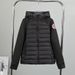 Women's Patchwork Hooded Puffer Jacket Quilted Winter Coat Military Insignia Wheat Stitch Detailing_viptrois.com