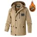 Men’s Plus-Size Workwear Jacket – 95% Cotton Fleece-Lined Winter Coat, Relaxed Fit Hooded Parka (Khaki/Army Green/Black, M-6XL, Warm & Breathable)_viptrois.com