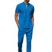 Summer Men's Waffle Knit Pocket T-Shirt & Long Pants Casual Lounge Set - Breathable Cotton Blend, Comfort Fit, S-XXXL (Khaki, White, Gray, Black, Blue_viptrois.com