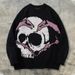 Unisex Gothic Skull Jacquard Sweater Loose Fit Round Neck Long Sleeve Pullover For Men & Women Fashion Trends_viptrois.com