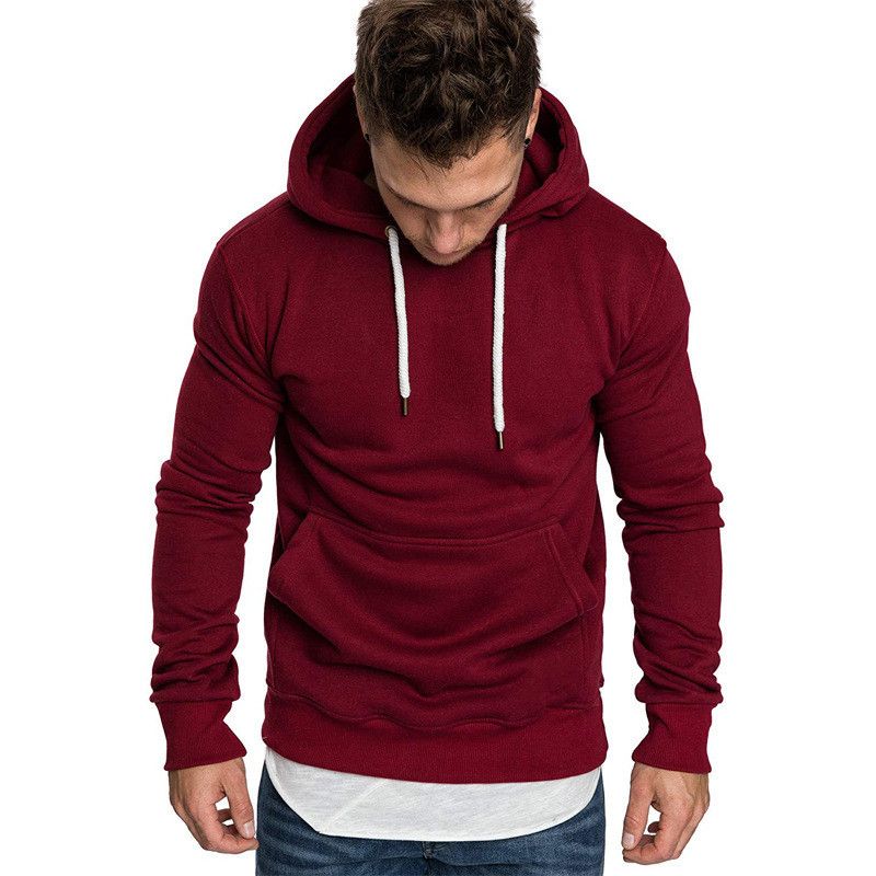 Men's Clothing Men's Classic Blank Hooded Sweatshirt Solid Color Autumn And Winter Fleece Pullover Youth Trend Loose Hoodie_viptrois.com