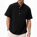 Men's Clothing Summer New European And American Men's Large Size Solid Color Henry Collar Short Sleeved Shirt Shaping Simple Pullover Shirt_viptrois.com