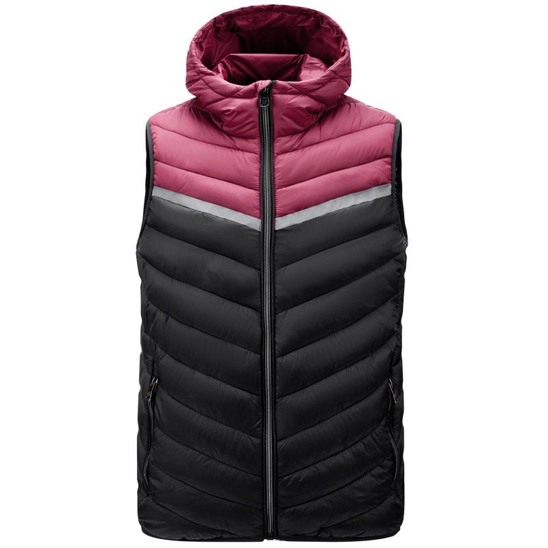 Men's Clothing European And American Men's Hooded Waistcoat Men's Casual Color Matching Vest Youth Ribs Down Cotton Jacket Wholesale_viptrois.com