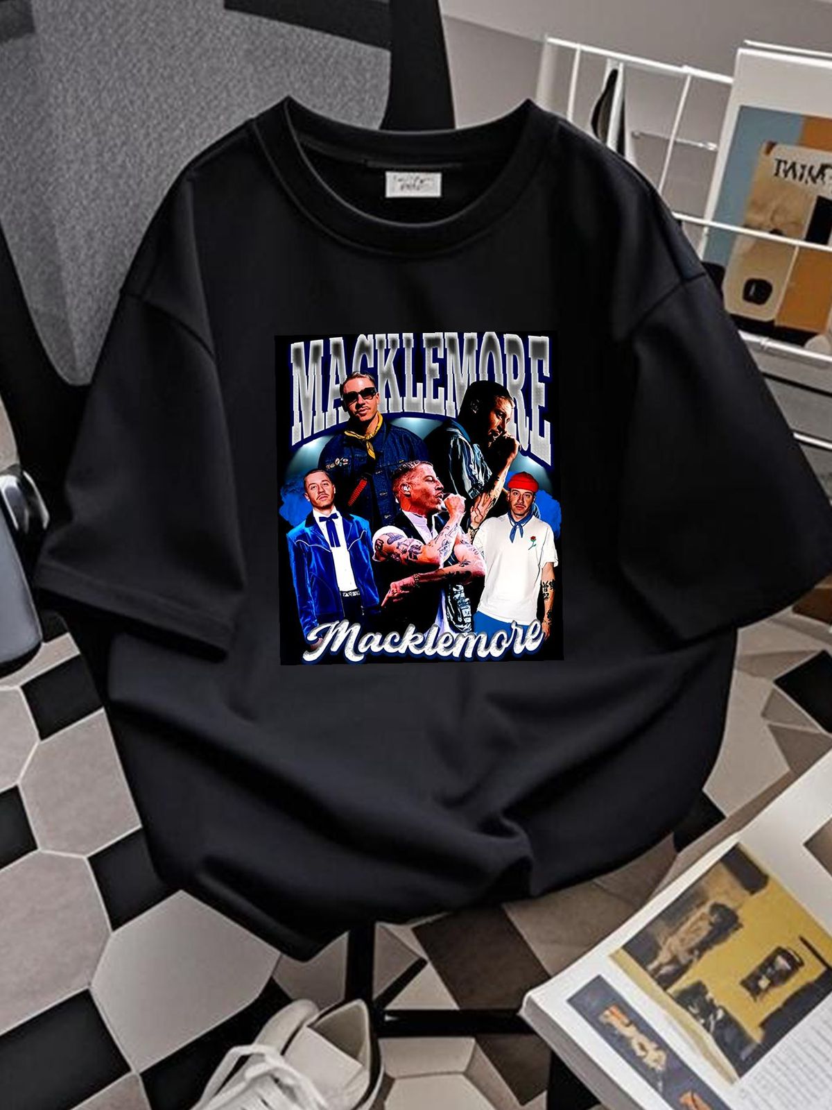 Vintage Macklemore T Shirt Retro For Fan Homme Casual Stylish Top For Everyday Wear Fashion Graphic Stretched Breathable Unisex Designer Clothes_viptrois.com