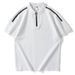 Men's Classic Colorblock Striped Polo Shirt | Semi-Zipper Collar & Embroidered Detail | Lightweight Summer Knit For Relaxed Fit_viptrois.com