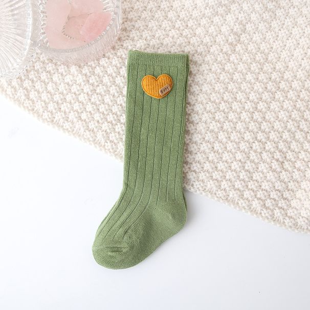 Children's Socks Spring And Autumn Style Mid Tube Socks Little Girl Three Dimensional Love Girl Baby Solid Color Vertical Striped Calf Socks_viptrois.com