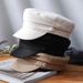 Spring Summer Thin Women Simple Cotton Linen Navy Fashion Versatile Sun Protection Flat Top Duckbill Hat Beret_viptrois.com