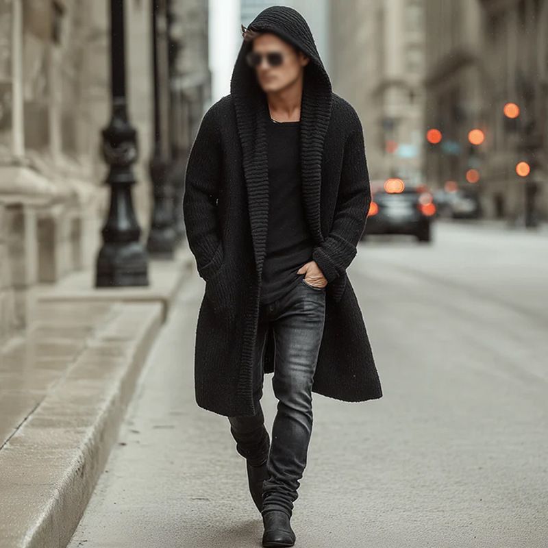 Men’s Hooded Sweater – Oversized Streetwear Pullover (S-XXXL, Black)_viptrois.com