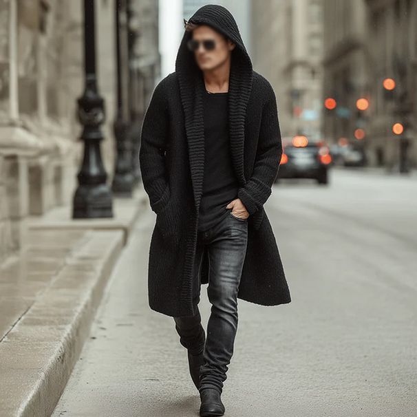 Men’s Hooded Sweater – Oversized Streetwear Pullover (S-XXXL, Black)_viptrois.com