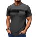 Foreign Trade Summer Cross-border European And American Men's Short-sleeved Crew Neck T-shirt Men's Pullover Striped Printed Top_viptrois.com