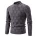 Men's High Neck Knit Sweater – Winter & Autumn Loose Fit Casual Pullover (Dark Gray/Khaki/Navy Blue)_viptrois.com