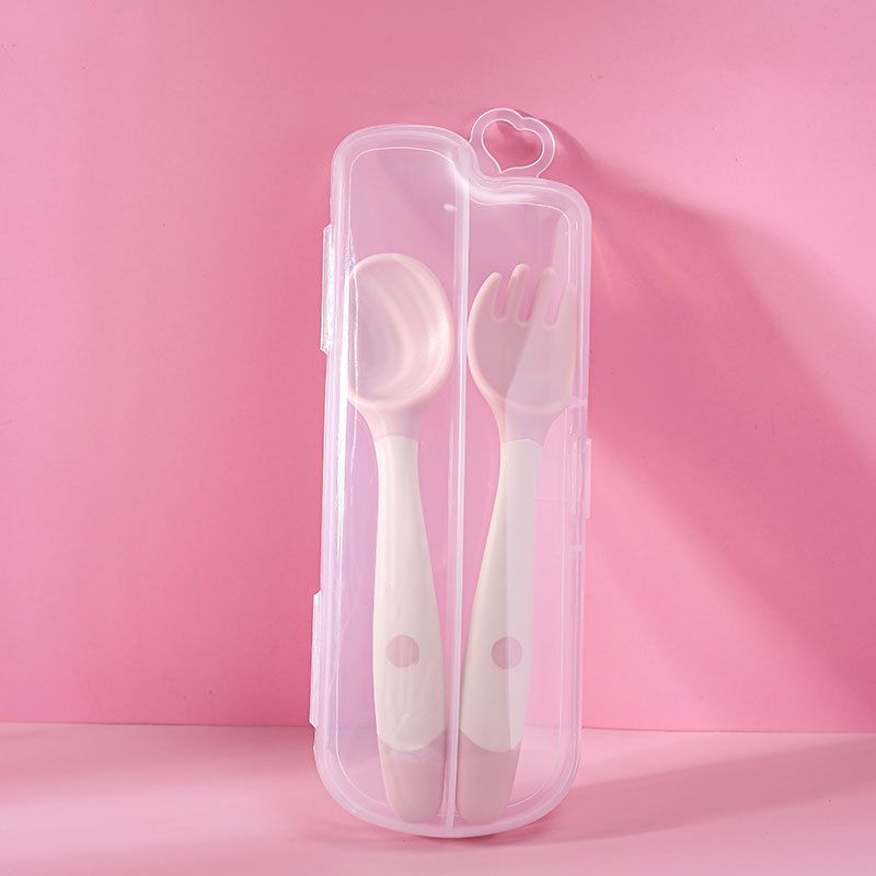 Baby Children Spoon Fork Set Soft Bendable Silicone Scoop Fork Kit Tableware Toddler Training Feeding Cutlery Utensil_viptrois.com