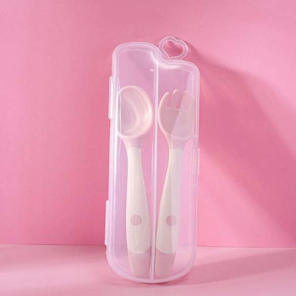Baby Children Spoon Fork Set Soft Bendable Silicone Scoop Fork Kit Tableware Toddler Training Feeding Cutlery Utensil_viptrois.com