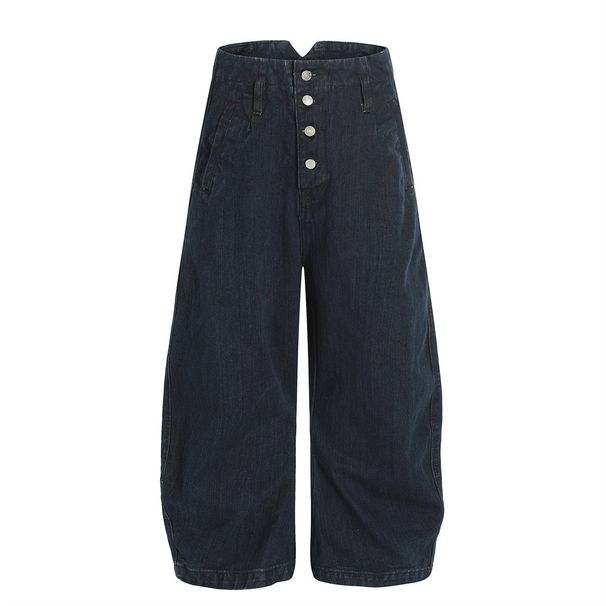 American High Street Scimitar Jeans Men's Long Niche Personality Design Button Cardigan Arc Scythe Pants Trendy_viptrois.com