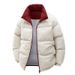 Men's Clothing Stand Collar Cotton Coat Unisex Stand Collar Winter Jacket – Cozy Fleece Lined Coat, Loose Fit, Warm & Stylish For Casual Outings_viptrois.com