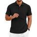 Men's Textured Knit Polo Shirt Short Sleeve, Quick-Dry Moisture-Wicking Golf & Casual Performance Top For Summer_viptrois.com