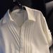 Men's Pleated Short Sleeved Shirt Slanted Placket Summer Ice Silk Cool Sophisticated Trendy Hairstylist Outerwear_viptrois.com