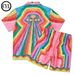 Men's Clothing High End Cuban Collar Shirt Suit Short Sleeved Men's Spring And Summer Wave Playful Trendy Shirt Shorts Outfit_viptrois.com