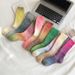 Trendy Gradient Knit Socks For Men And Women - Soft Cotton Blend, Mid-Calf Height, Double-Needle Stitched, Warm & Breathable For Winter All Seasons_viptrois.com