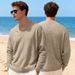 Men's Clothing Loose-Fit V-Neck Knit Sweater With Jacquard Pattern – Breathable Polyester Long Sleeve Pullover, Casual Streetwear (Sizes S-XXXL)_viptrois.com