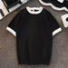 Men's Clothing New Slim Fit Inner T Shirt Men's Handsome Net Red Thin Short Sleeved Knitted Bottoming Shirt Round Neck Color Matching_viptrois.com