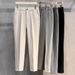 Men's Straight-Leg Casual Pants Plus Size Slim Fit Black Autumn/Winter Suit Pants Simple Style Ninemeter Shorts_viptrois.com