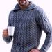 Men’s Casual Knit Sweater – Retro Cable Design, Breathable & Stretchy, Relaxed Fit For Urban Style (Grey, Navy, Wine Red & More)_viptrois.com