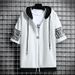 Summer new men's cardigan sweater suit youth hooded casual Korean sportswear zipper two-piece suit trendy_viptrois.com
